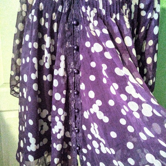 Maternity Style Purple Polka Dot Top. - Picture 2 of 6
